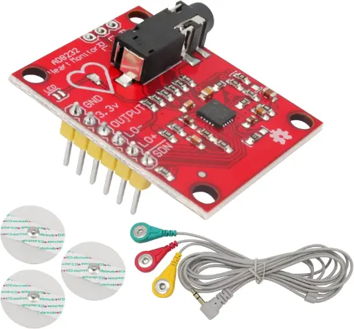 AD8232, Module ECG de Mesure de pouls Cardiaque, Module de capteur de fréquence Cardiaque Kit de capteur de Surveillance ECG pour Arduino avec câble