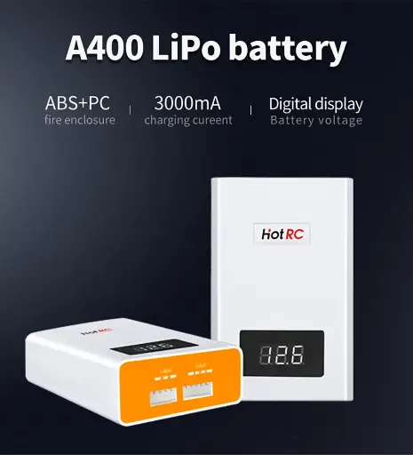 Chargeur d'équilibrage numérique A400 pour batteries LiPo RC 3S/4S 3000 mAh avec écran LED - Charge rapide et déchargeur pour quadricoptères RC