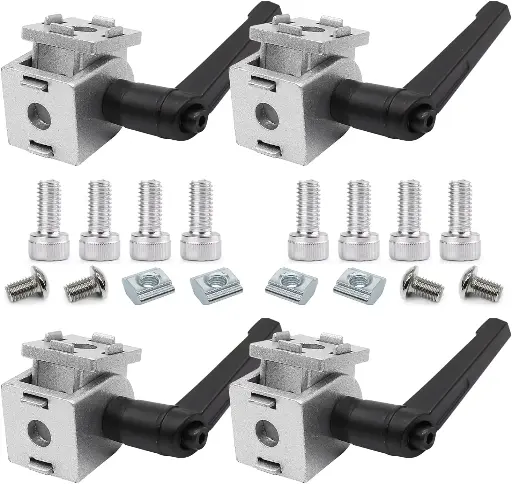 Charnière pivotante à poignée pour profilés aluminium 2020 – Articulation rotative 180°/360° avec levier T-slot / V-slot