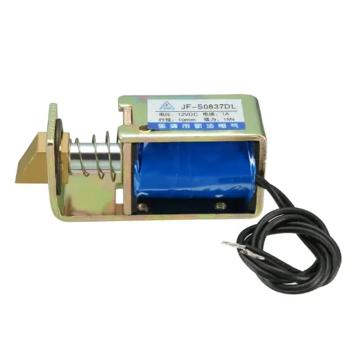 JF‑S0837DL, 6 V, courant nominal 1 A, force de traction 10 N, course 10 mm, Solénoïde électroaimant à mouvement linéaire de type traction‑poussée.