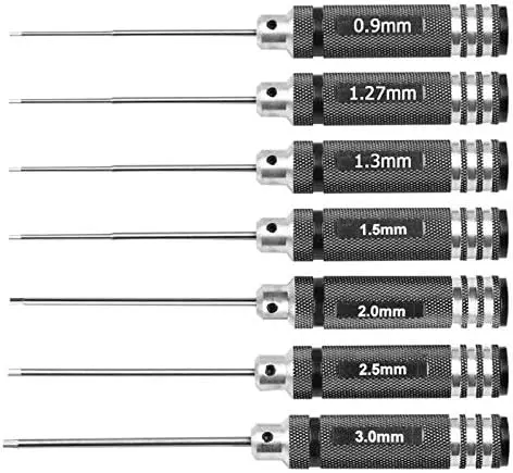 Tournevis hexagonaux 0,9 / 1,27 / 1,3 / 1,5 mm – Kit d’outils en acier pour la réparation de modèles d’hélicoptères RC, voitures, drones, avions