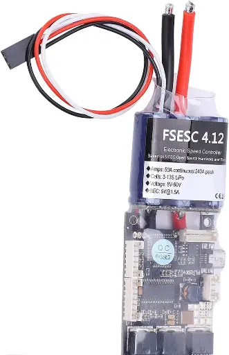 V4.12 50A Flipsky FSESC – Contrôleur de vitesse électronique à haute intensité ESC compatible avec le logiciel VESC, démarrage progressif et freinage électrique.