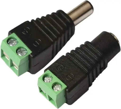 5,5 × 2,1 mm prise jack 12V / 24V Connecteur d’alimentation DC , avec bornier pour câble, adaptateur mâle et femelle