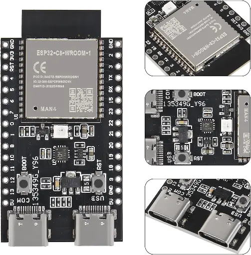 Carte de développement ESP32-C6 (Module ESP32-C6-WROOM-1-N4) – WiFi 6 + Bluetooth 5.0 + Zigbee/Thread – Double port USB Type-C