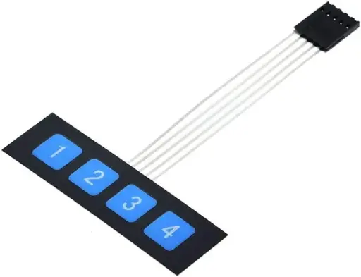 Clavier à membrane 1×4, matrice 4 touches