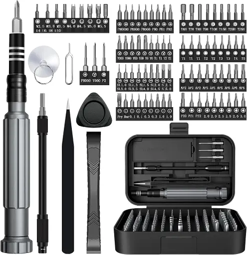 Ensemble de tournevis de précision 150-en-1, kit de tournevis compacts avec étui, outils de réparation électronique pour PC, ordinateur, ordinateur portable, iPhone, MacBook, lunettes, sonnette, montre, PS5, manette Xbox, RC (Noir)