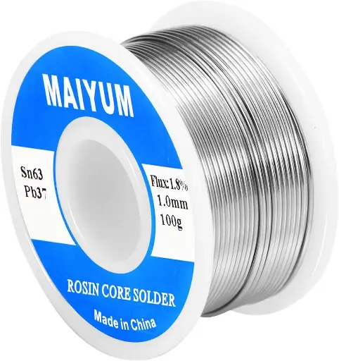 Fil à souder à âme de colophane étain-plomb 63-37 pour soudure électrique (1,0 mm, 100 g)