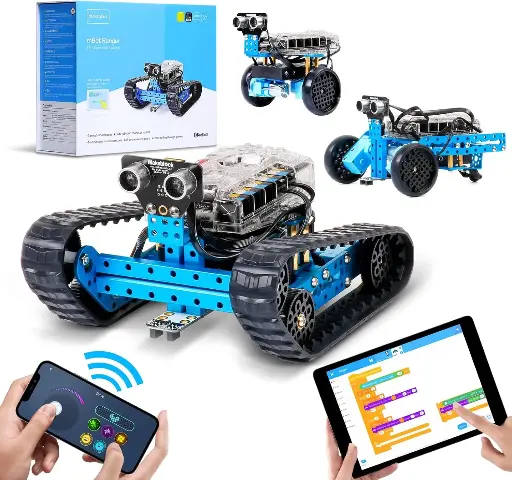 Makeblock mBot Ranger Kit Robot Programmable, Jouets Robotiques d'apprentissage de Codage Avancé, Jouets Éducatifs STEM, 3 Formulaires Prédéfinis, Bâtiment de Bricolage, Bluetooth