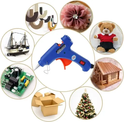 Pistolet à colle thermofusible 20 W, mini pistolet à colle pour bricolage domestique, outil de réparation thermoélectrique, utilise des bâtons de colle de 7 mm