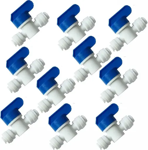 Robinet d’arrêt à sphère 1/4" × 1/4" raccord rapide (tube/tube) – Vanne de démarrage pour osmose inverse