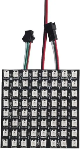 WS2812B, matrice LED 8×8 64 pixels, fils en alliage ECO, RVB 5050 SMD individuellement adressable, FPCB flexible polychrome