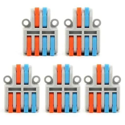 2 entrées 4 sorties 6mm² Connecteurs Électriques Rapides à Levier pour Domino Électrique et Cosses Électriques - Compatible avec Câbles 6mm², Goulottes et Raccords Étanches